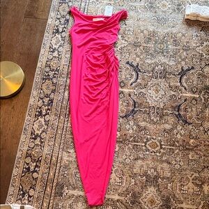 Astr One Shoulder Fuchsia Dress